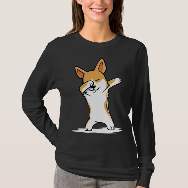 Dabbing Corgi Funny T Shirt (Framsida)