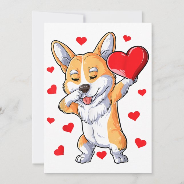 Dabbing Corgi Heart Valentines day Boys Kids Kärle Meddelande (Framsida)