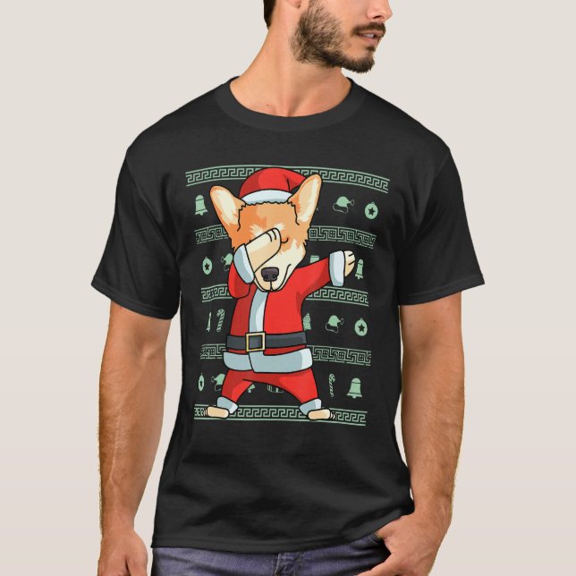 Dabbing Corgi jul Dab Dance T Shirt (Framsida)