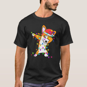 Dabbing Corgi jul Fairy Ljus Hund Julafton T Shirt