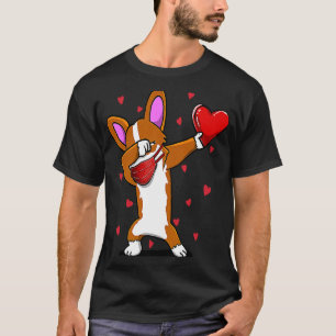 Dabbing Corgi Wears Ansikte Mask Gifts for Valenti T Shirt