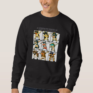 Dabbing Cows Sunglass Ai Generated Art Meme Hum Lång Ärmad Tröja