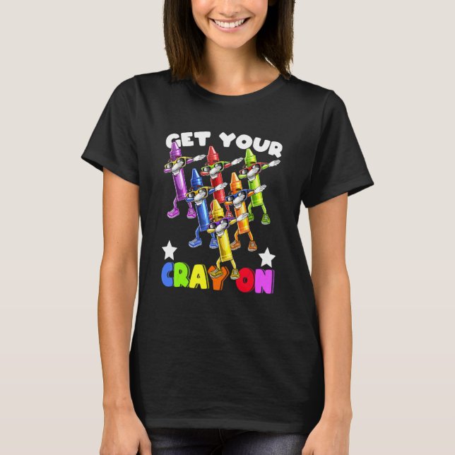 Dabbing Crayon Squad Back To School Kids Teachers T Shirt (Framsida)