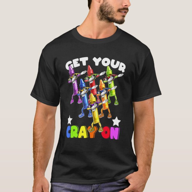 Dabbing Crayon Squad Back To School Kids Teachers T Shirt (Framsida)