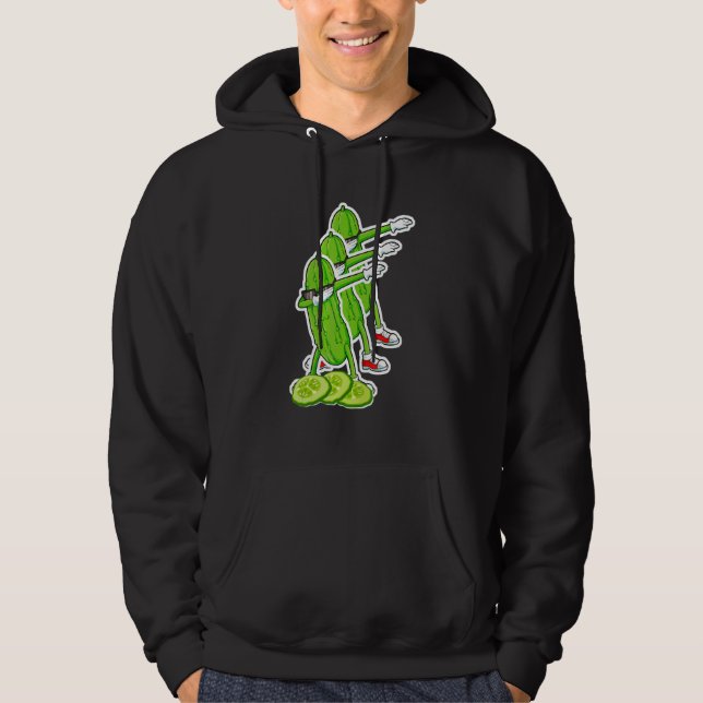 Dabbing Cucumber Pickle Dancing Wearing Sunglasses Hoodie (Framsida)