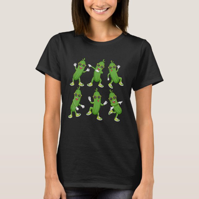 Dabbing Cucumber Pickle Dancing Wearing Sunglasses T Shirt (Framsida)