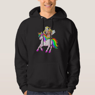 Dabbing Cupid Riding Unicorn Valentines day Unicor Hoodie