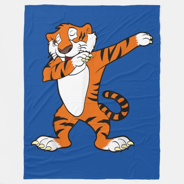Dabbing Cute Tiger Animal Party Fleecefilt (Framsidan)