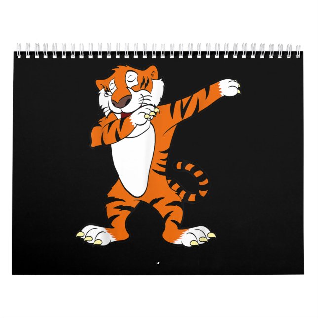 Dabbing Cute Tiger Animal Party Kalender (Omslag)
