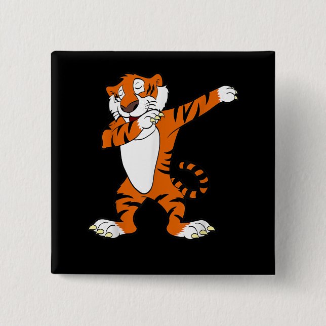 Dabbing Cute Tiger Animal Party Knapp (Framsida)