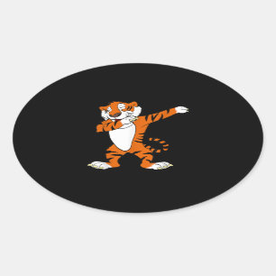 Dabbing Cute Tiger Animal Party Ovalt Klistermärke