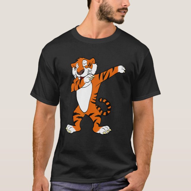 Dabbing Cute Tiger Animal Party Shirt 1 T (Framsida)