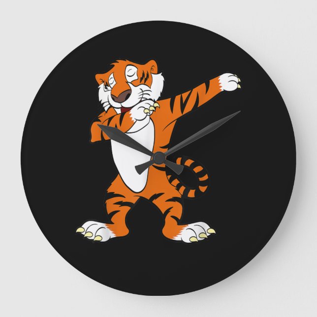 Dabbing Cute Tiger Animal Party Stor Klocka (Framsida)