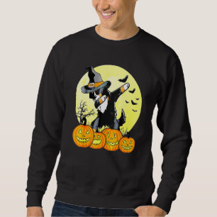Dabbing Dab Hund Halloween Costume Full Moon Pumki Lång Ärmad Tröja