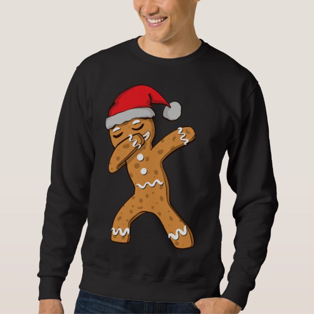 Dabbing Dab Pepparkaksgubbe jul Lång Ärmad Tröja (Framsida)