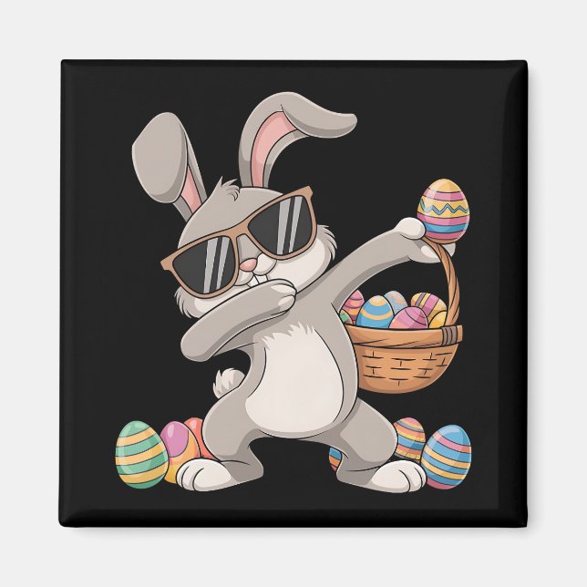 Dabbing Dab Rabbit Bunny Påskägg Basket Magnet (Framsidan)