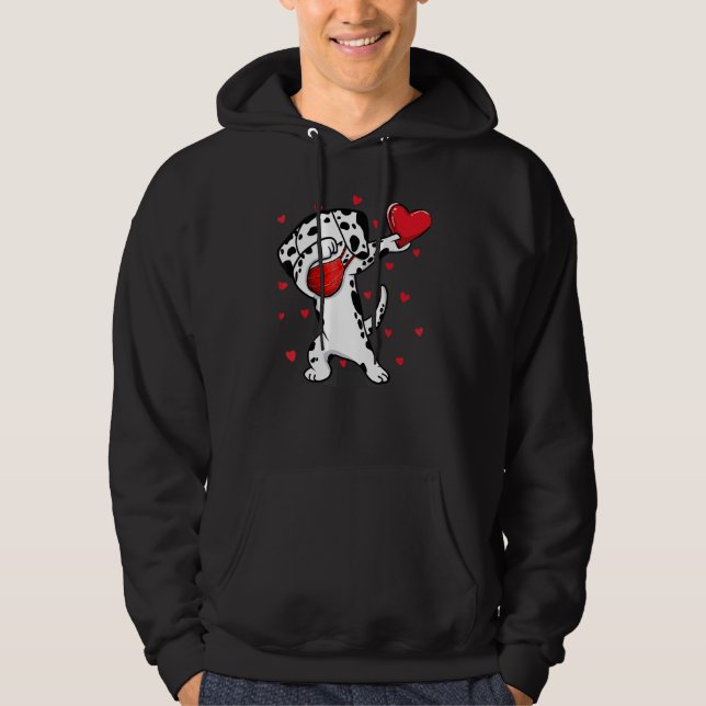 Dabbing Dalmatian & Ansikte Mask Dab Dance Funny V Hoodie (Framsida)