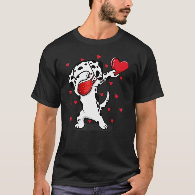 Dabbing Dalmatian & Ansikte Mask Dab Dance Funny V T Shirt (Framsida)