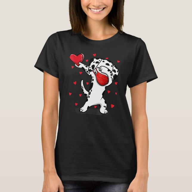 Dabbing Dalmatian Ansikte Mask Funny Valentine S D T Shirt (Framsida)