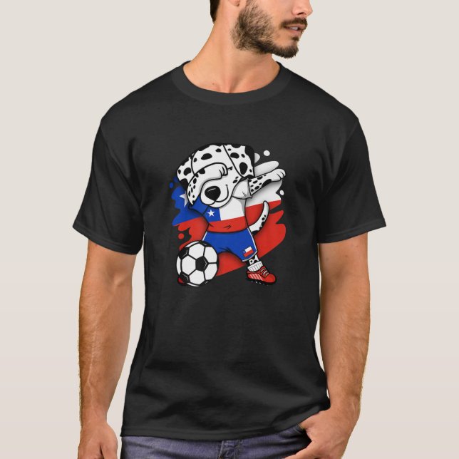 Dabbing Dalmatian Chile Ocer Fläkt Jersey Chilean T Shirt (Framsida)