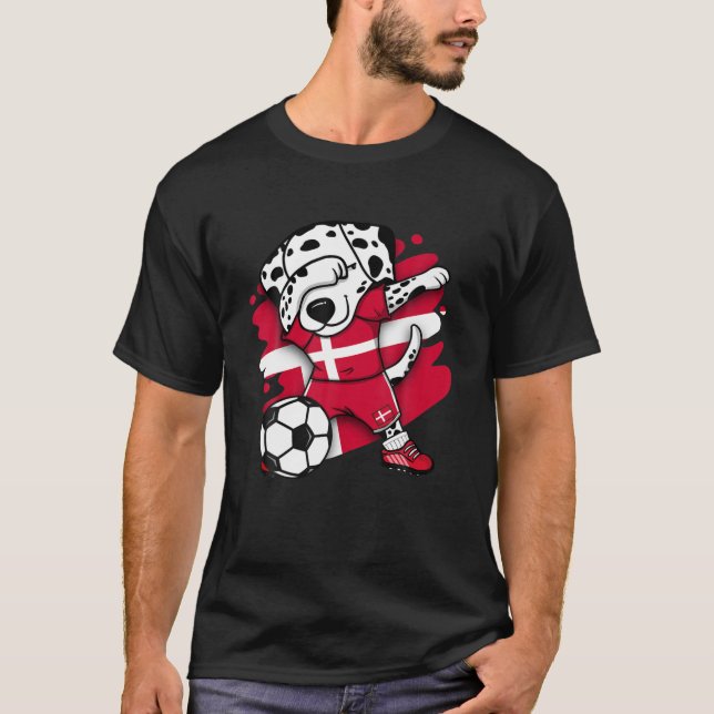 Dabbing Dalmatian Danske Ocer Fläkt Jersey Footb T Shirt (Framsida)