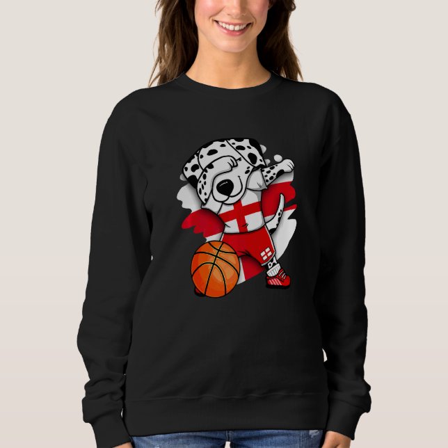 Dabbing Dalmatian England Basketball Fläkt Jersey  T Shirt (Framsida)