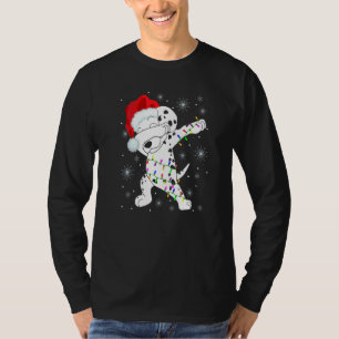 Dabbing Dalmatian Hund Bära Santa Hat Ljus Kristus T Shirt