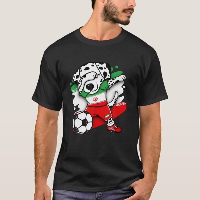 Dabbing Dalmatian Hund Iran Ocer Fläkt Jersey Foot T Shirt (Framsida)