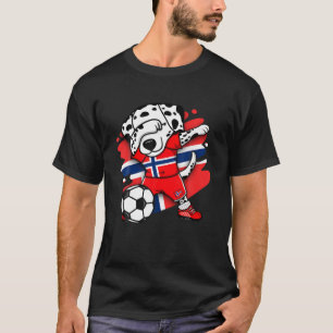 Dabbing Dalmatian Norge Fläkt Jersey Footba T Shirt