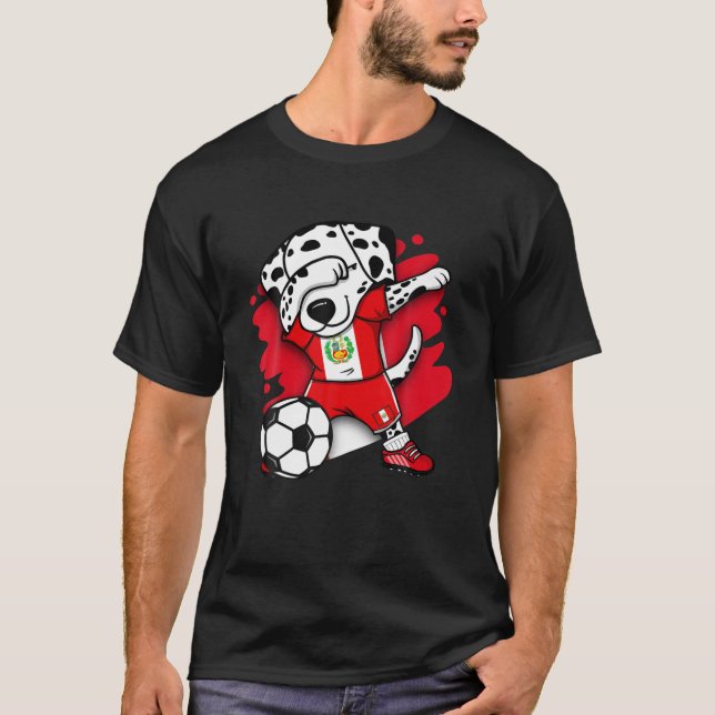 Dabbing Dalmatian Peru Ocer Fläkt Jersey Peruvian T Shirt (Framsida)