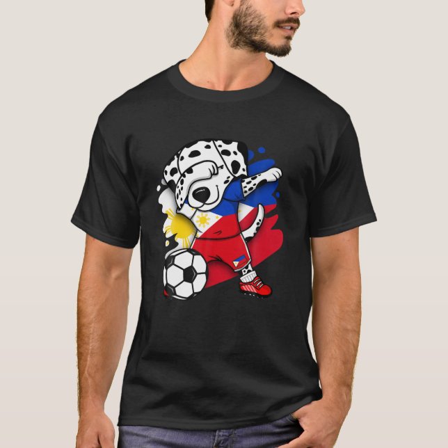 Dabbing Dalmatian Philippines Soccer Fans Jersey F T Shirt (Framsida)