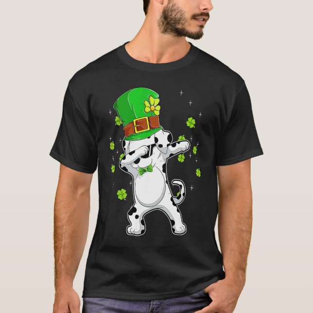 Dabbing Dalmation St Patricks Day Men Women Boys G T Shirt (Framsida)
