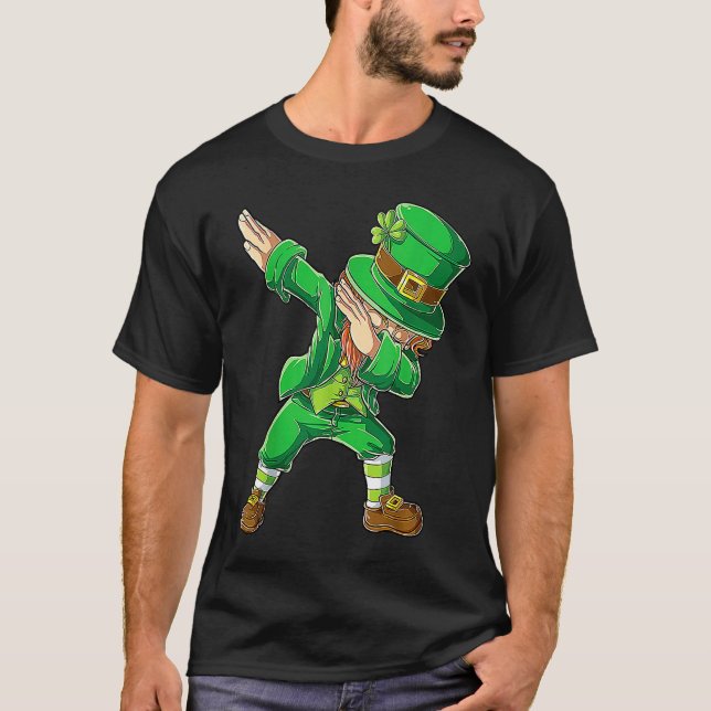 Dabbing Dance Irish Shamrock St Patricks Day T Shirt (Framsida)