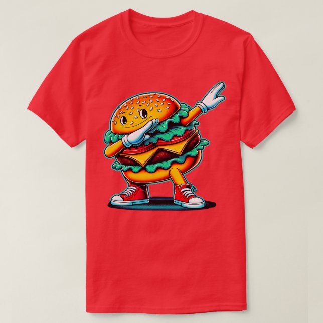 Dabbing Dancing Burger Funny Hamburger Food Foodie T Shirt (Design framsida)