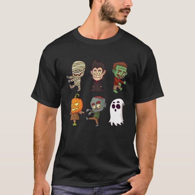 Dabbing Dancing Halloween Monsters  boys girls T Shirt (Framsida)