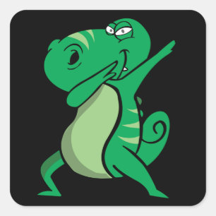 Dabbing dansdinosaur fyrkantigt klistermärke