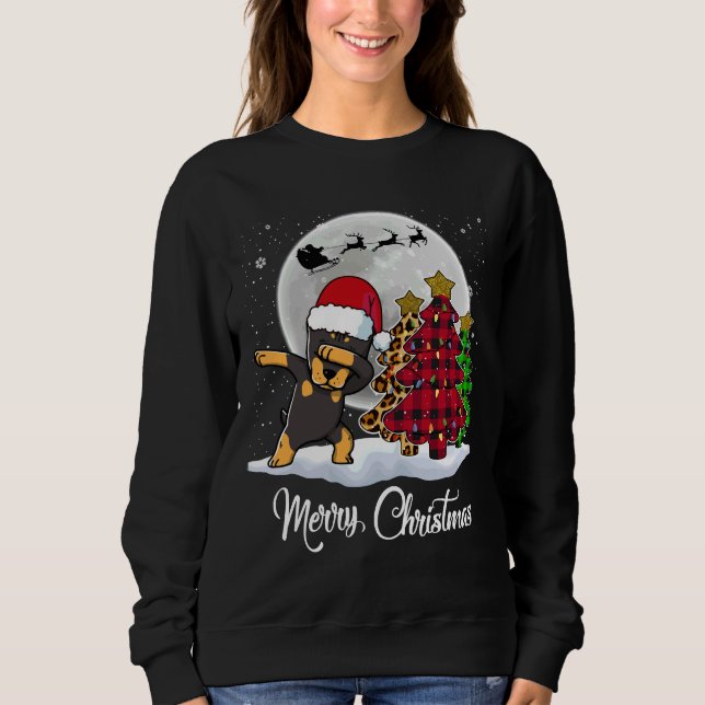 Dabbing Doberman Dab Dog Tree Funny Xmas T Shirt (Framsida)