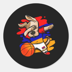 Dabbing Dog Armenien Sketll Fans Tröja Armeniens F Runt Klistermärke