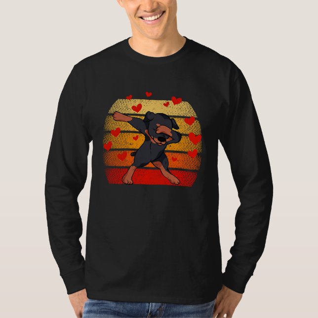 Dabbing Dog Heart Valentine's Day Dab Dance Dogs T Shirt (Framsida)