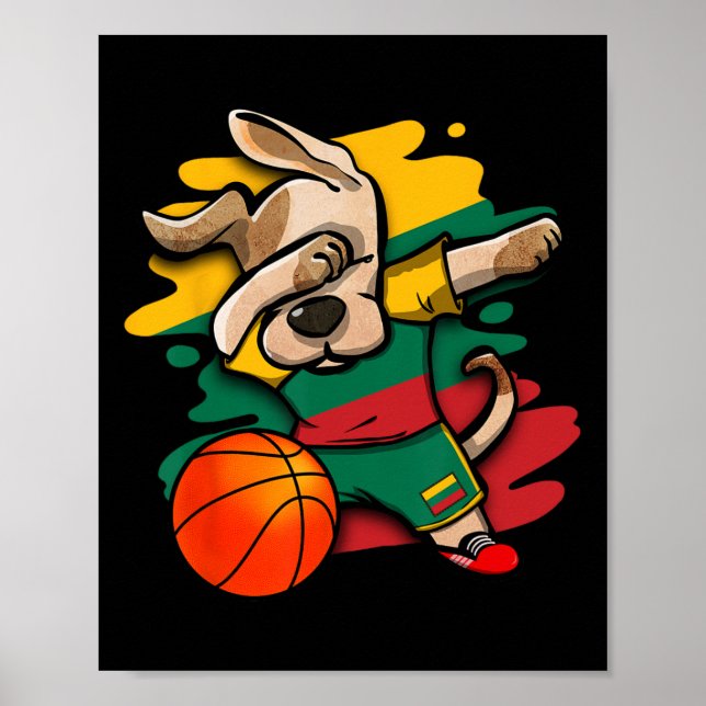 Dabbing Dog Litauen Sketll Fans Tröja Litauen Poster (Framsidan)