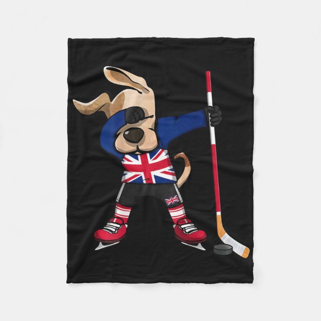 Dabbing Dog Storbritannien Ishockeyfans Tröja  Fleecefilt (Framsidan)