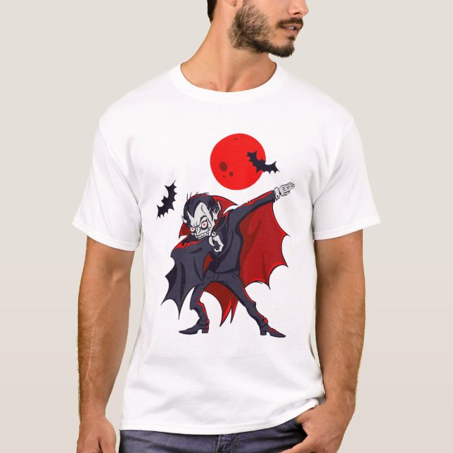Dabbing Dracula Vampire Halloween Count Dabula Gif T Shirt (Framsida)