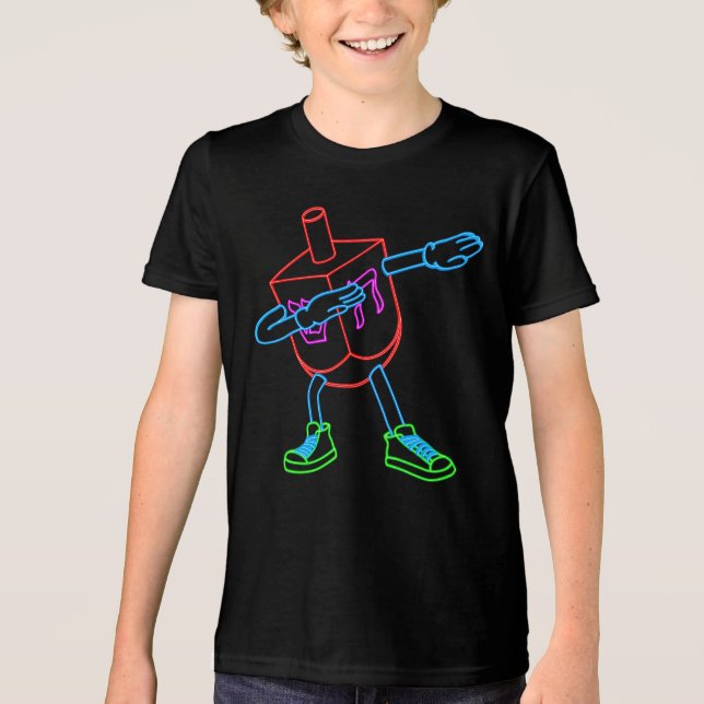 Dabbing Dreidel Funny Hanukkah Gifts för barn T Shirt (Framsida)