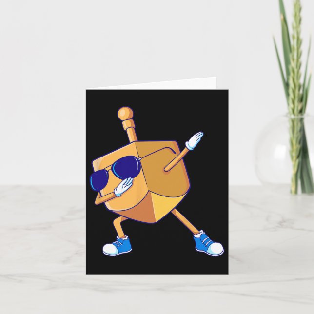 Dabbing Dreidel Hanukkah Dancing Chanukah Kids Gir Kort (Framsida)