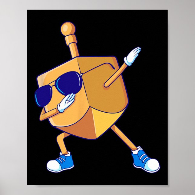 Dabbing Dreidel Hanukkah Dancing Chanukah Kids Gir Poster (Framsidan)