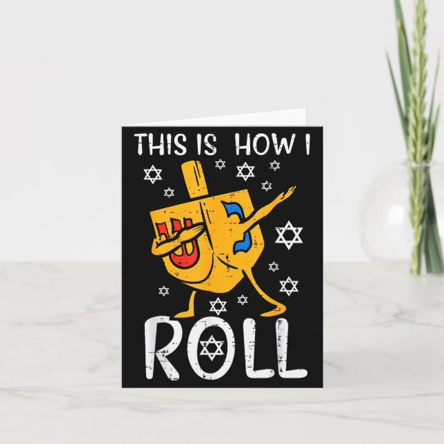 Dabbing Dreidel Ugly Hanukkah Funny Chanukah Men W Kort (Framsida)