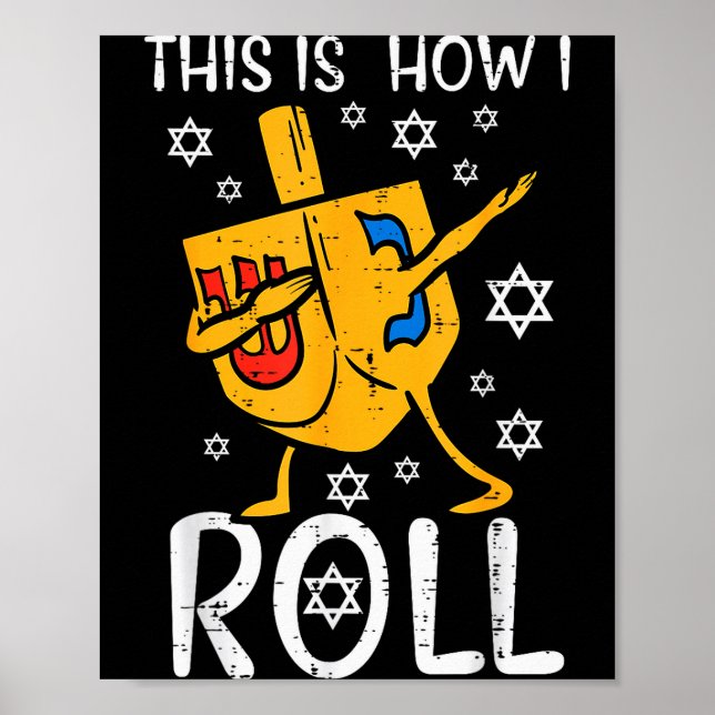 Dabbing Dreidel Ugly Hanukkah Funny Chanukah Men W Poster (Framsidan)
