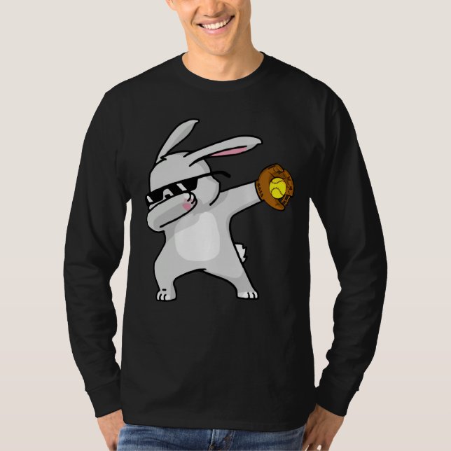 Dabbing Easter Bunny Kids Softball Dab Dance T Shirt (Framsida)