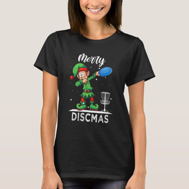 Dabbing Elf Dab Julafton Disk Golf Player jul T Shirt (Framsida)