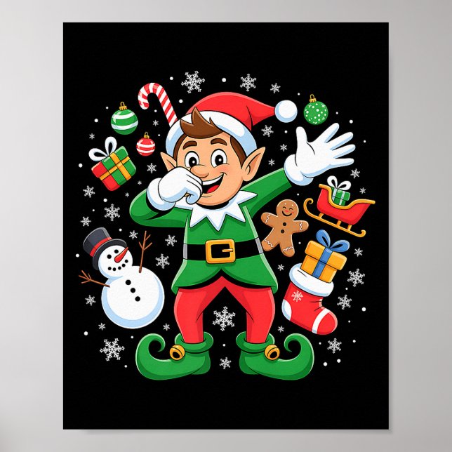 Dabbing Elf Friends Xmas Boys Girls Dabbing Christ Poster (Framsidan)
